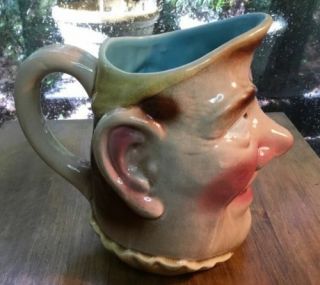 Antique Large French Majolica Toby Pitcher by Sarreguemines c.  1890,  3258 7