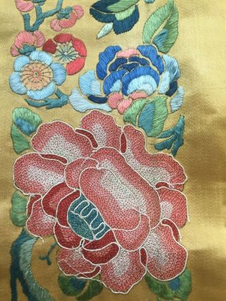 Antique Chinese Silk with Fine Detailed Embroidery of Flowers 3