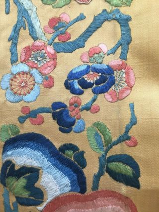 Antique Chinese Silk with Fine Detailed Embroidery of Flowers 4