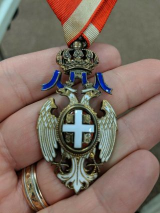 Serbian Order of the White Eagle 4th class medal with ribbon LOOK 2