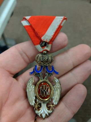 Serbian Order of the White Eagle 4th class medal with ribbon LOOK 3