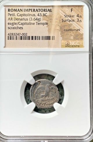 Ngc Ancients Roman Imoeratorial Petil.  Capitolinus,  43 Bc Ar Denarius (3.  64g)