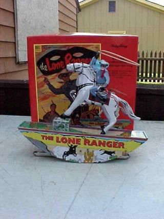 Schylling Collectible Tin Litho Wind Up Lone Ranger And Silver