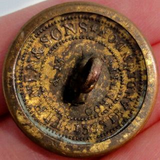 Brass ANTIQUE LIVERY BUTTON Crest of RAMPANT WOLF Ducally GORGED FIRMIN Back 3