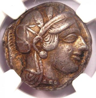 Ancient Athens Greece Athena Owl Tetradrachm Coin (440 - 404 BC) - NGC Choice VF 4