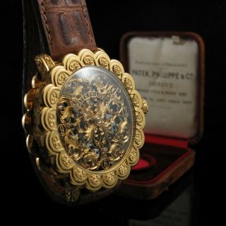 PATEK PHILIPPE Men ' s Wrist Watch Gold Skeleton Vintage Mens Wristwatch Swiss 6