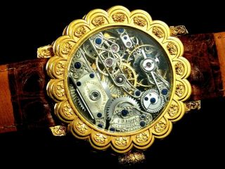 PATEK PHILIPPE Men ' s Wrist Watch Gold Skeleton Vintage Mens Wristwatch Swiss 8