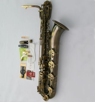 Antique Pro.  Taishan Baritone Saxophone Eb Sax Metal Mouth Engraving Bell