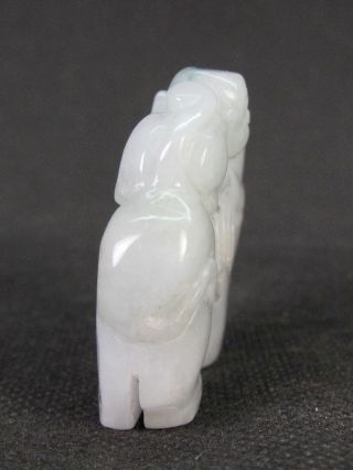 Chinese Elephant Handwork Carved Natural Green A Jadeite Jade Snuff Bottle 3