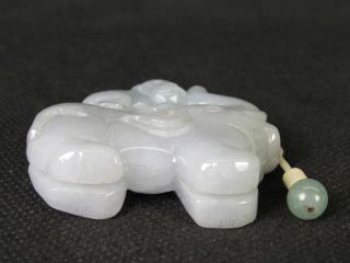 Chinese Elephant Handwork Carved Natural Green A Jadeite Jade Snuff Bottle 7