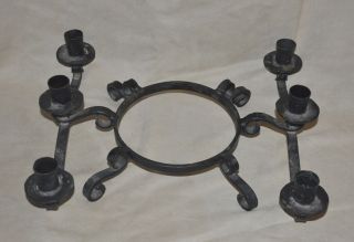 Vtg Gothic Arts & Crafts Wrought Iron Centerpiece Candleholder Candleabra Scroll
