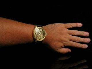 IWC Schaffhausen Vintage Men ' s Wrist Watch Gold Skeleton Mens Wristwatch Swiss 12