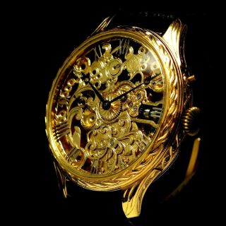 IWC Schaffhausen Vintage Men ' s Wrist Watch Gold Skeleton Mens Wristwatch Swiss 3