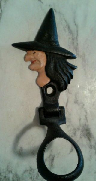 Vintage Cast Iron Broom Holder Halloween Witches Head