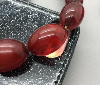 Fine HEAVY Antique Art Deco Marbled Cherry Amber Bakelite Necklaces - 154g 10