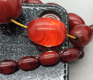 Fine HEAVY Antique Art Deco Marbled Cherry Amber Bakelite Necklaces - 154g 8