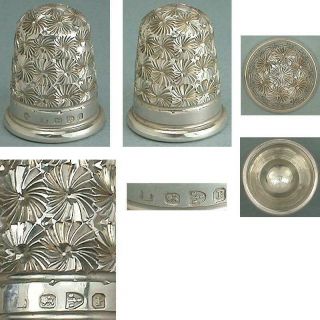 Antique English Sterling Silver Thimble by Charles Horner Hallmarked 1898 2
