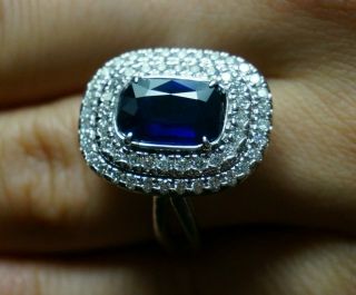Sapphire Diamond White Gold Ring 14k Gia Certified 4.  18 Ct Natural Retail $16700