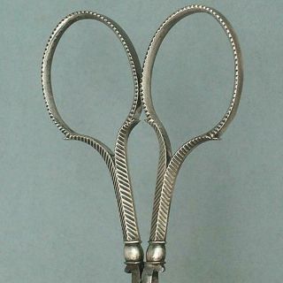 Splendid Antique English Sterling Silver Embroidery Scissors Circa 1860