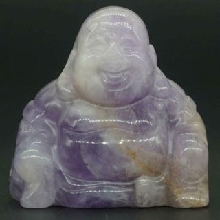 Laughing Buddha Statue1.  4 " Natural Gemstone Amethyst Carved Maitreya Figurine