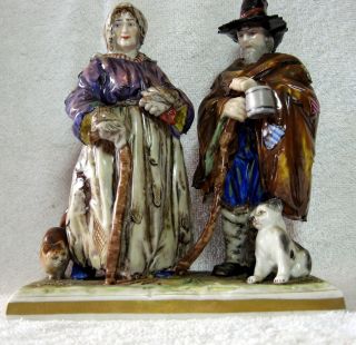 A Antique Volkstedt Capodimonte Porcelain Dresden Group Figurine