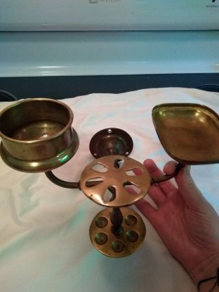 Vintage Heavy Brass Soap Dish,  Toothbrush Cup Holder.  Bathroom Wall Mount