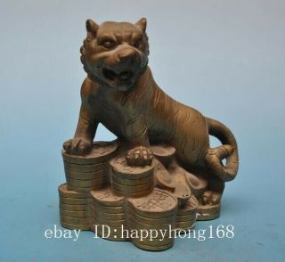 chinese old copper hand - carved coin Wealth tiger statue /qianlong mark e02 2