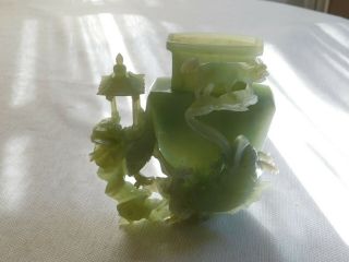 Antique Chinese Hand Carved Green Jade Figurine Statue