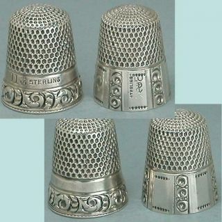 2 Antique Sterling Silver Thimbles By Stern Bros.  & Co.  Circa 1890s