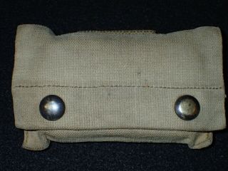Ww2 Us M1910 First Aid Pouch Case Jqmd 1942 W/ Carlisle Bandage - Scarce & Early