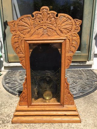 Old,  Antique Oak Gingerbread Clock Case