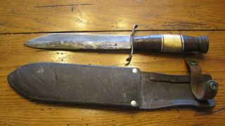 Wwii Ww2 H.  Johansen U.  S Theater Made Fighting Knife Horn&leather Handle,  Sheath