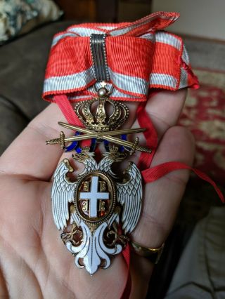 Serbian Order Of The White Eagle 3rd Class Medal With Ribbon Look