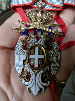 Serbian Order of the White Eagle 3rd class medal with ribbon LOOK 2