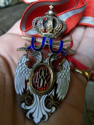 Serbian Order of the White Eagle 3rd class medal with ribbon LOOK 4