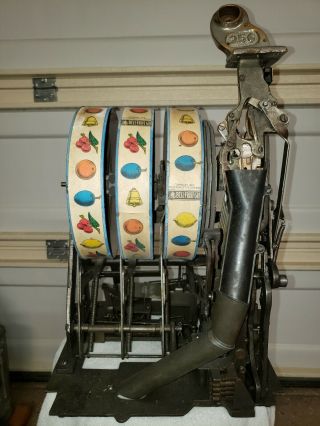 Antique Mills Owl Operators Bell 25 Cent Slot Machine Vintage Quarter 10