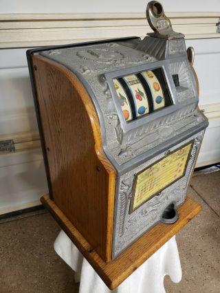 Antique Mills Owl Operators Bell 25 Cent Slot Machine Vintage Quarter 2
