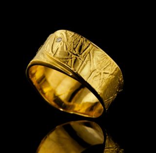 H.  STERN ARTWORK PORTFOLIO NATURAL DIAMOND 18k YELLOW GOLD BAND RING 3
