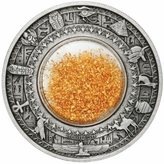 2019 P Tuvalu Golden Treasures Ancient Egypt 2 oz Silver Antiqued $2 BU SKU58520 2