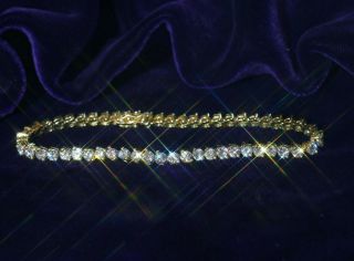 18k Diamond Tennis Bracelet Solid Gold Vintage Fine Vs Sparkling Huge 5.  75 Cts