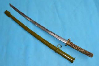 Ww2 Japanese Military Army Nco Sword Samurai Katana Brass Handle Steel Sheath