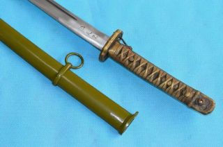 WW2 Japanese Military Army NCO Sword Samurai Katana Brass Handle Steel Sheath 2