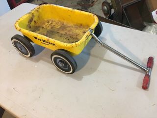 VINTAGE AMF Wee Wagon Metal YELLOW Childs Toy 2