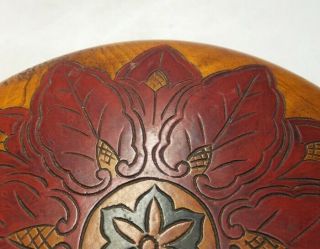 G214: Japanese wooden covered bowl KASHIKI with good sculpture and lacquer work 4