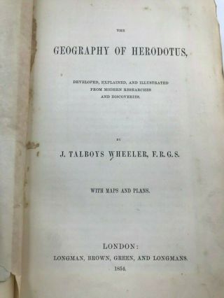 The Geography of Herodotus,  1854,  Ancient Greece,  Rome,  folding maps,  SCARCE 4