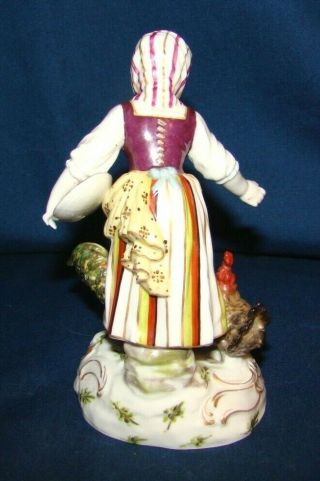 Vintage Hochst Porcelain Figurine Girl Feeding Chickens 2