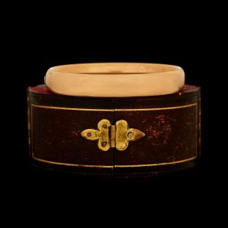 Antique Vintage Art Nouveau 18k Rose Gold Heavy Hinged Wedding Bangle Bracelet