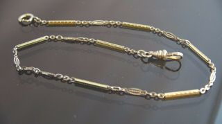 Antique Two Tone Gold Filled Pocket Watch Long Link Chain Fob