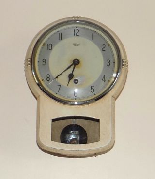 1950s Smiths Enfield 8 Day Kitchen Wall Clock With Metal Case - All Complete