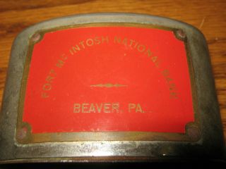 Vintage METAL COIN BANK Advertising Fort Mcintosh SAVINGS BANK Beaver Falls PA 3